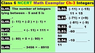 Class 6 Math Ch-3 Q 45 to Q 54 Math NCERT Exemplar Solution|MATH|NCERT|Integers|CBSE|Chapter 3|NCERT