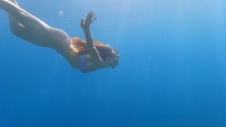 Girl dives without a mask. Mediterranean Sea 🌊