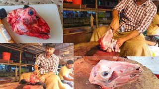 Goat Head Cutting Skills | Lamb Head Cleaning & Cutting | Amazing Cutting Style | Goat Cutting |Beef