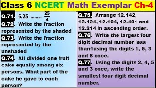 Class 6 Math Ch-4 Q 71 to 77 Math NCERT Exemplar Solution|MATH|NCERT|Fractions and Decimals|CBSE|Ch4