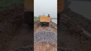 4 ton crawler dumper is working for river embankment.