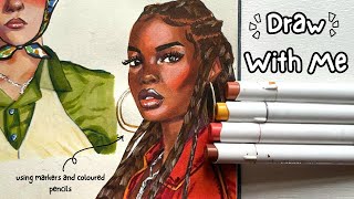 SKETCHBOOK SESSION #3 🍓✨️|  ohuhu markers and coloured pencil portrait studies (pt.2) ☕️📖🖍