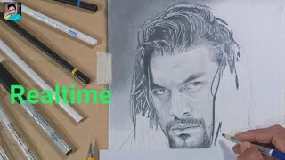 roman reigns realistic hair drawing realtime #3