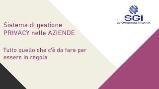 Sistema di gestione PRIVACY nelle aziende. Tutto quello che c'è da fare per essere in regola.