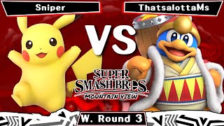 Sniper (Pikachu) vs Thatsalottammms (King Dedede) - Winners Round 3