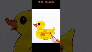 Easy duckling drawing | Cute Cartoon duckling drawing using watercolor | #shorts