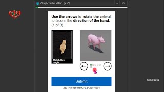 Use the arrows to rotate the animal to face in the direction of the hand #FunCaptcha