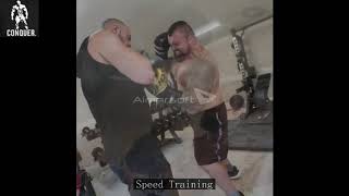 Eddie 'The Beast' Hall training for boxing match against Hafthor Bjornsson