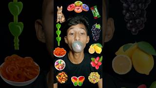 Emoji Food Eating Challenge😂||Lemon,🍋CenterFruit🎈jalebi,🥨🍇🍩🥯🍨💚🦋🍗|| #shorts #asmr #food #mukbang