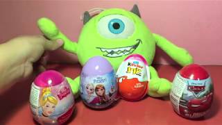 Kinder Surprise Eggs Disney Frozen Elsa Anna Cars Princess Mike Wazowski