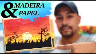 Arte com papel canson e madeira.