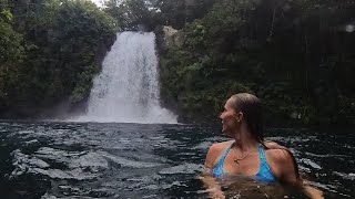 Swimming in a waterfall