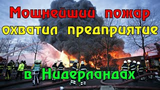 В нидерландском городе в промышленной зоне произошел сильный пожар