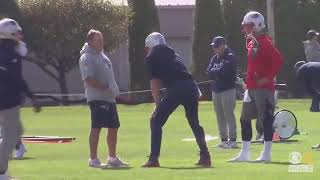 Bill Belichick telling Tom Brady that he's trading Garoppolo [BAD LIP READING]