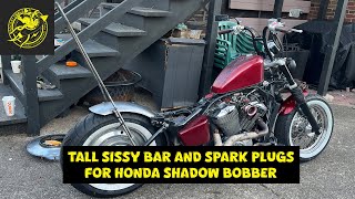 Tall Sissy Bar and Spark Plugs for Honda Shadow Bobber