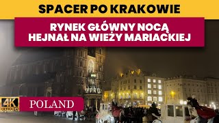 Spacer po Krakowie - Rynek Główny nocą - Walking Tour Krakow by night 4k 🌙