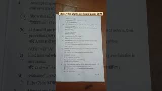 Class 12th maths pre board paper 2024// up board exam paper#exam#paper#boardexam2024