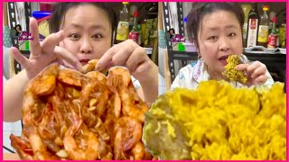 Mukbang buttered shrimps,kabsa,iced tea