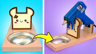 How to make a base support for a HOT GLUE GUN with cardboard and an energy can | Kawaii Toast