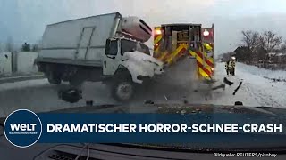 MINNESOTA: Highway-Horror! - Trucker übersteht heftigen Crash mit Feuerwehrwagen