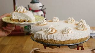 NO BAKE Eggnog Cheesecake | 12 Days of Christmas Baking | sweetco0kiepie