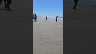 Great grandpa goes for a beach walk