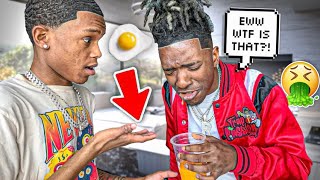 Putting EGGS In @coryboy ORANGE JUICE PRANK! ( He Was Heated😡)