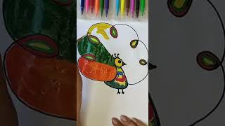 How to draw a cute peacock quickly and easily #SHORT