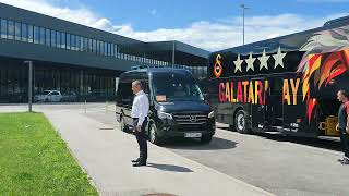 Football Team Galatasaray Turkey arrival Ljubljana Airport Slovenia. Champions League match