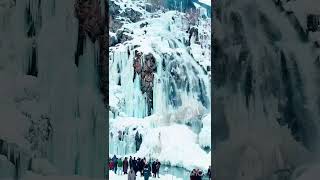 Water fall with snow covered #song #music #love