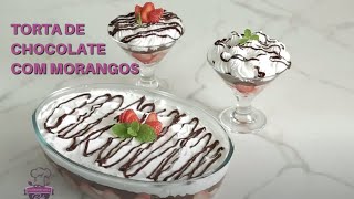 Receita - Torta de chocolate com morangos