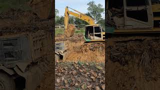 Excavator CAT Digging Ground To Make Pond Part 13