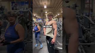 Grandmas Helps Yough Man Pose In Gym