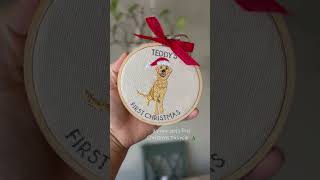 Embroidered pet portrait 🎄 #goldenretriever #pets #diyshorts #christmasornaments