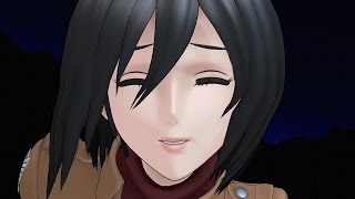 MMD SNK "Mikasa Kisses Goodnight" cute Attack On Titan funny AOT meme anime cartoon animation