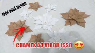 DIY: Flor feita com folha de chamex A4 - FAÇA VOCÊ MESMO - Especial de Natal