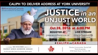 Hazoor Speech at York University Peace - Justice in Unjust World-Huzoor leaving