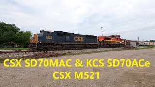 EMD Leaders on CSX M521 in Athens - CPKC / Kansas City Southern SD70ACe