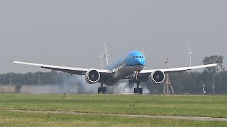 ✈KLM Boeing 777-300ER - Crosswind landing at Amsterdam Schiphol