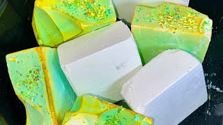 half plain jane half golden mint green dyed gym chalk blocks…fluffy powder play ending💚🤍