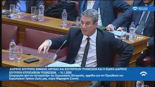 Ανδρέας Λοβέρδος στην Διαρκή Επιτροπή Εθνικής 'Αμυνας και Εξωτερικών Υποθέσεων (16/1/2020)