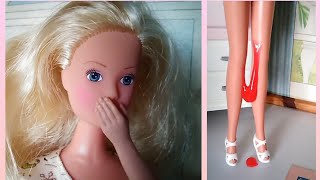 Barbie has her first Period! Blood Warning