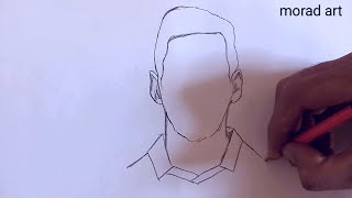 How to draw Lionel Messi's face with pencil