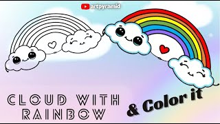 How to Draw 😗 Cute Clouds With Rainbow😗Step By Step from #trending #viral #youtuber #kids  #art