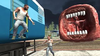 Franklin Fight Train Eater Monster in Indian Bike Driving 3D