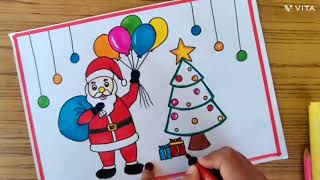 christmas drawing/santa clause drawing/how to draw santa clause easy steps/christmas drawing easy