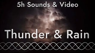 Lightning, rain and thunder in the night sky (5 hours of relaxing sounds and video)