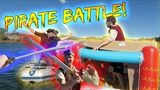 BUILDING CUSTOM PIRATE BATTLE RAFTS! *capture the gold*