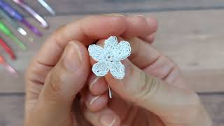 Crochet Miniature Flower Tuturial | micro crochet flower with patterns for beginners