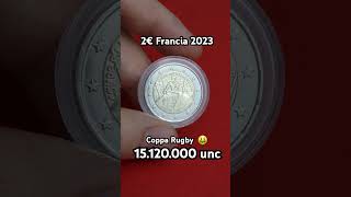 2€ francia 2023 coppa rugby 15.120.000 pezzi coniati #euro #coins